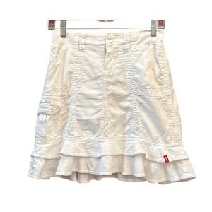 A Byer Esprit White Ruffle Cargo Mini Skirt Y2K Coquette 2000s Soft Girl Cute